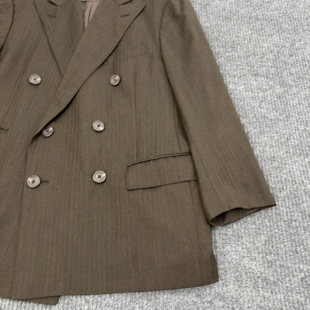 Vintage Polo Ralph Lauren Blazer Mens 41 Brown Virgin Wool Double Breasted - Picture 2 of 13